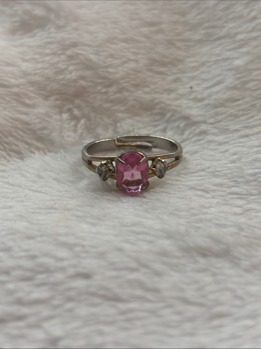 Pink Sapphire-Style Oval Ring with Accent Stones - Women Jewelry